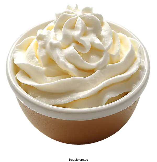 [Transparent Background PNG]Whipped Cream in a Small Bowl