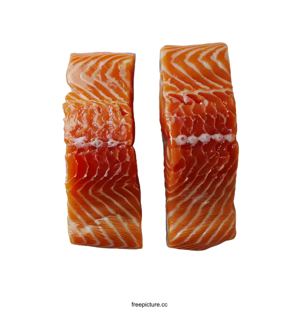 [Transparent Background PNG]Two pieces of raw salmon fillet