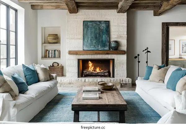 Rustic Living Room with Fireplace and Cozy Seating