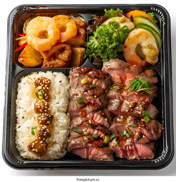 Japanese Bento Box with Grilled Beef