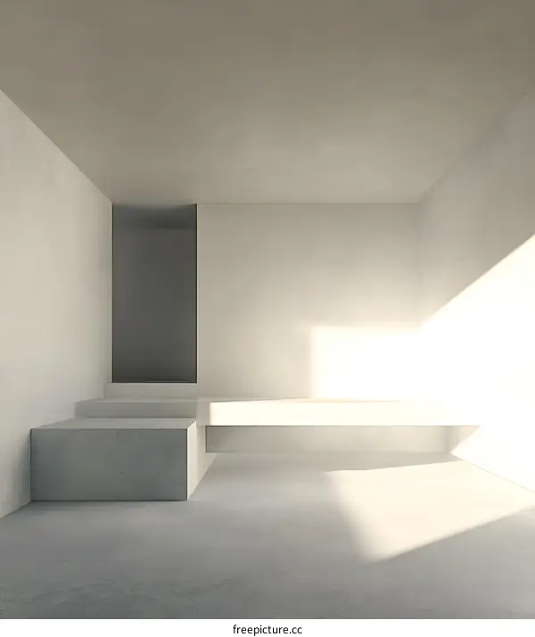 Minimalist Concrete Interior Design with Sunlight