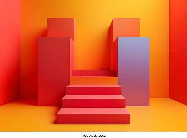 3d rendering of geometric shapes in bright colors