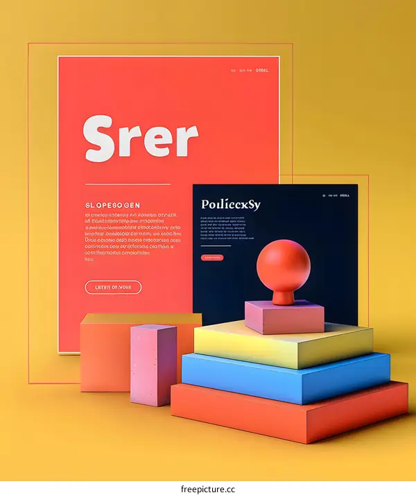 Abstract Colorful Geometric Shapes 3D Illustration