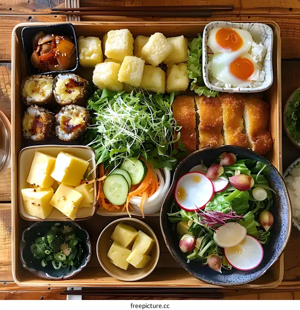 A delicious and healthy Japanese meal with a variety of dishes