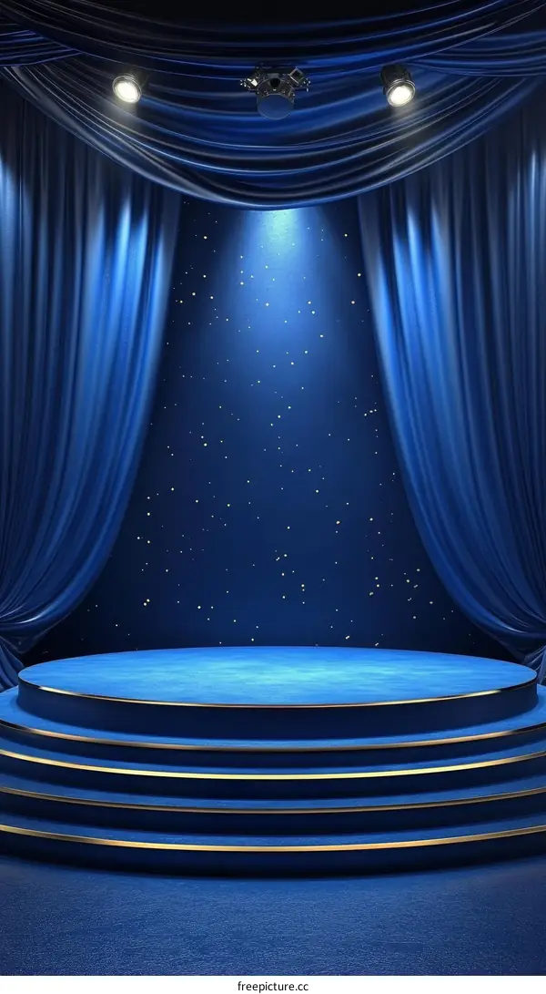 Elegant Blue Stage Setting for Event