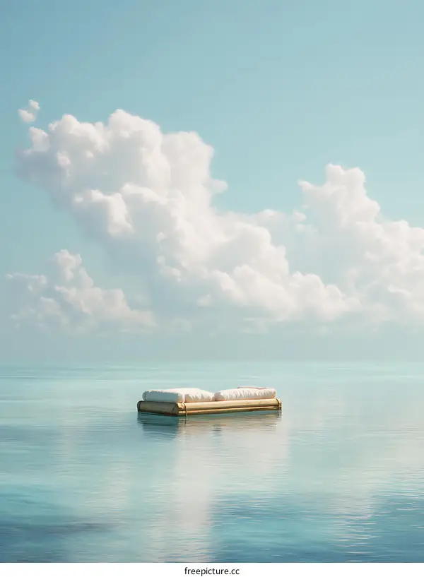 Peaceful Floating Bed in a Calm Ocean
