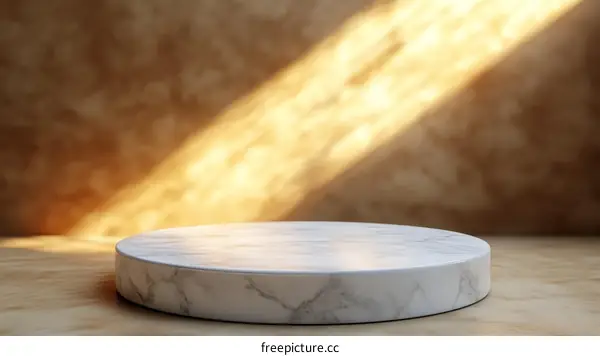Elegant Marble Display Stand Against a Warm Background