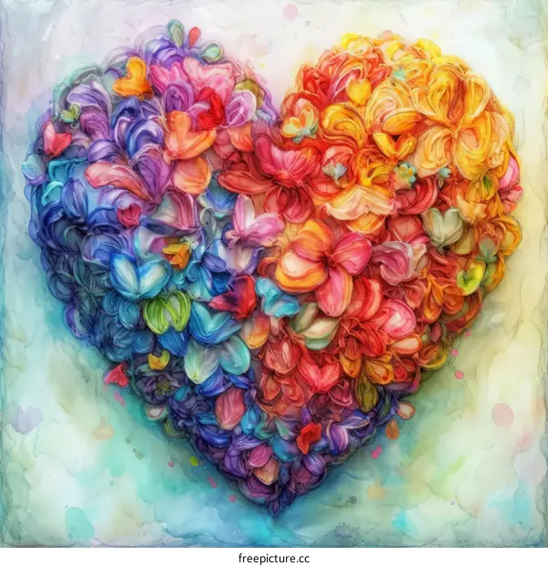 Vibrant Multicolor Floral Heart