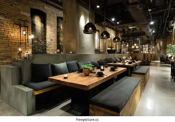 Rustic Industrial Dining Room with Seating