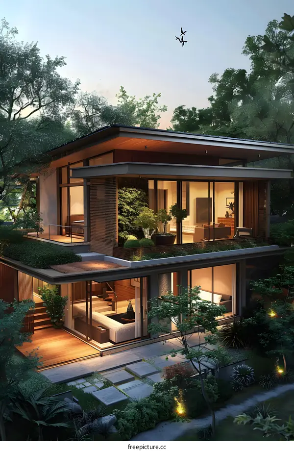 A modern villa in the forest