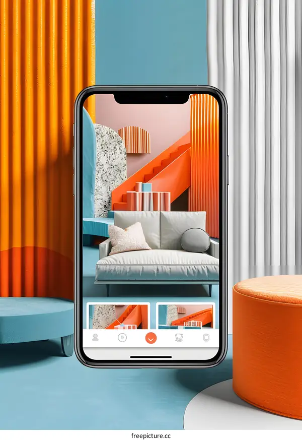 Mobile Phone with Interior Design App