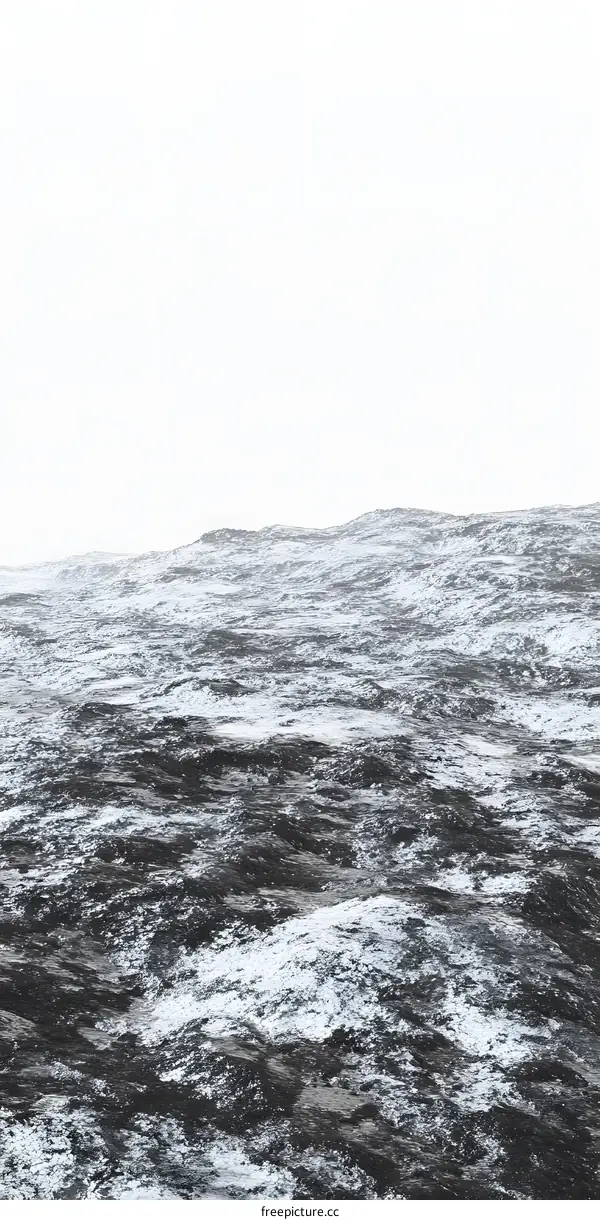 Snowy Landscape with Rolling Hills and a White Sky