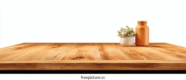 Wooden Table Top with Decorative Items