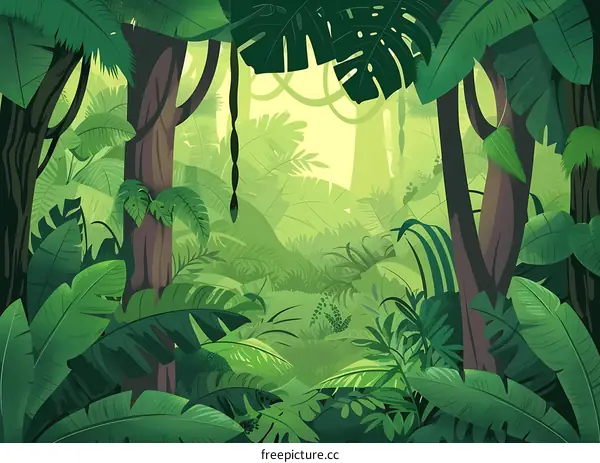 Tropical Rainforest Jungle Background Illustration