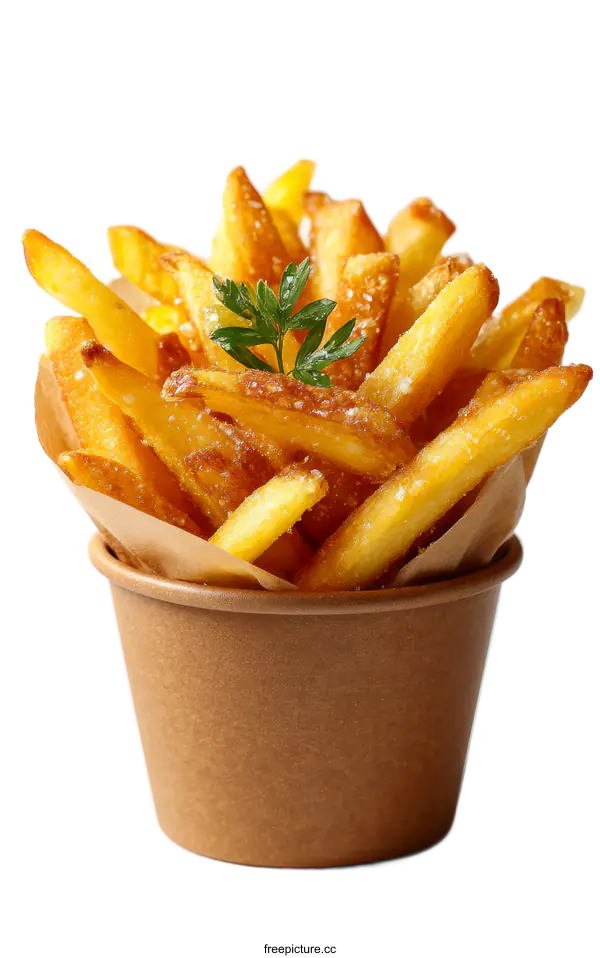 [Transparent Background PNG]Crispy French Fries in a Paper Cup