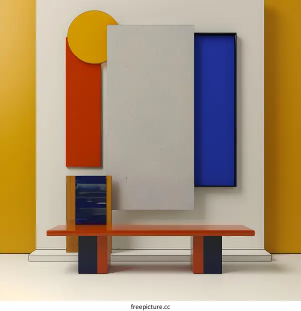 Abstract Geometric Shapes and Furniture in Minimalist Interior Design