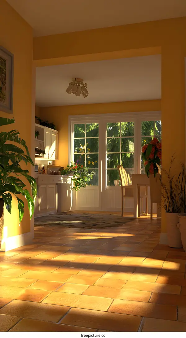 Sunlight Streaming Through Kitchen Window