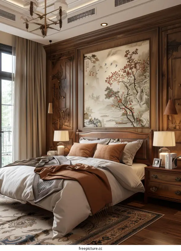 Classic Chinese Bedroom with Rosewood Furniture