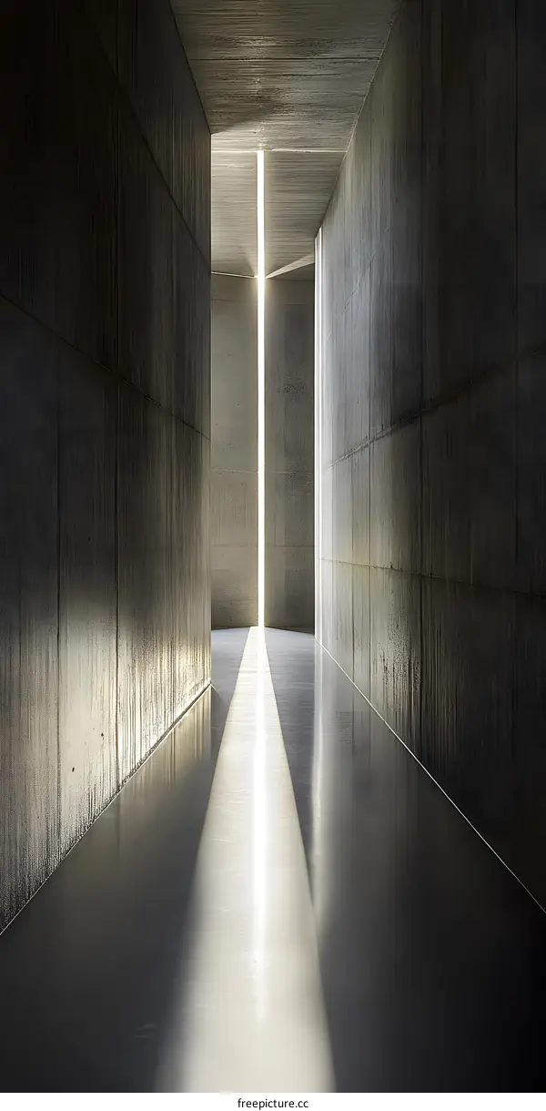 Concrete Corridor With Light Beam