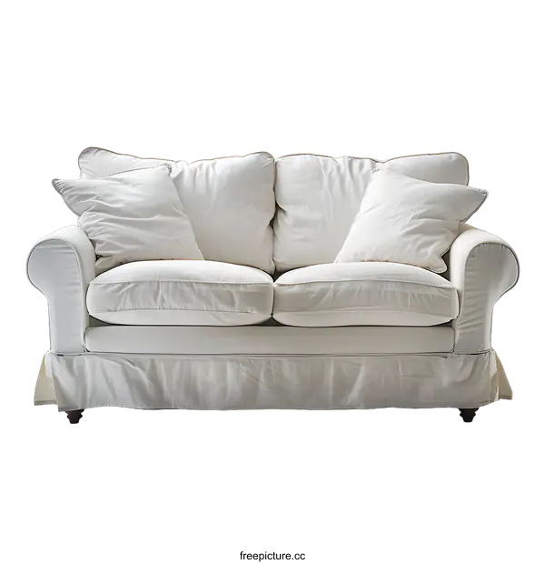 [Transparent Background PNG]White Sofa on White Background