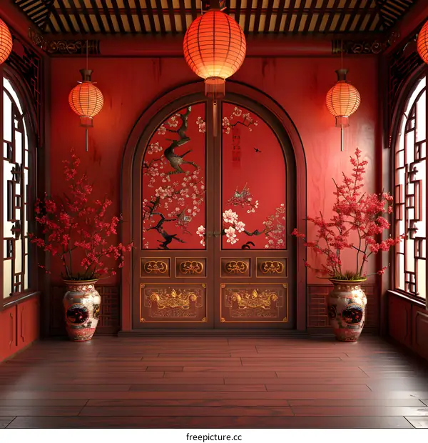 A festive Chinese-style interior design