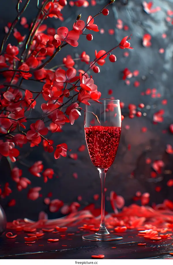 Red wine and cherry blossoms