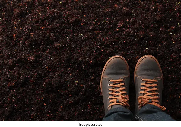 Dark Soil and Pair of Dark Leather Shoes
