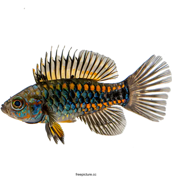 [Transparent Background PNG]A colorful fish with a spiky dorsal fin
