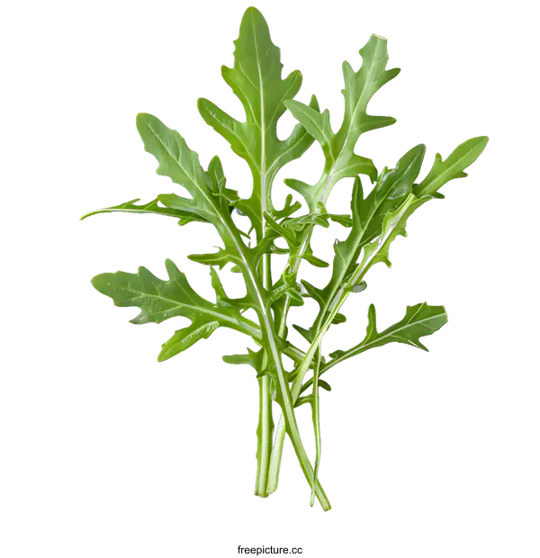 [Transparent Background PNG]Fresh Green Arugula Leaves On White Background