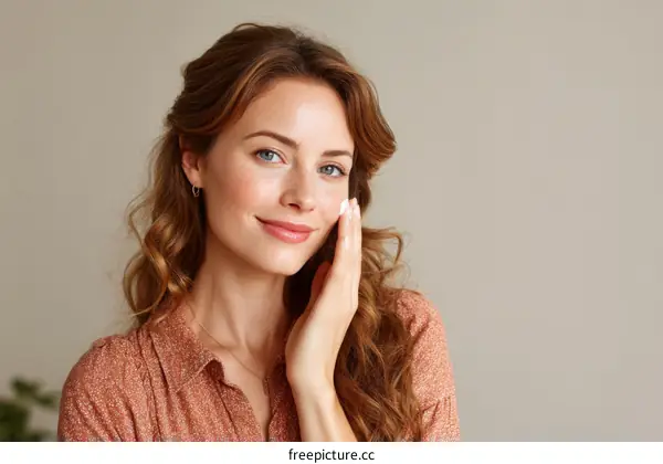 Woman Applying Face Cream Closeup Portrait