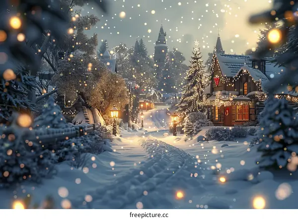 Winter Wonderland Christmas Village Scene