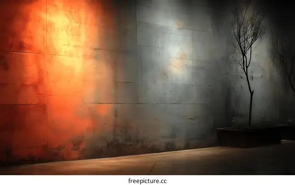 Illuminated Concrete Wall with a Dark Corner