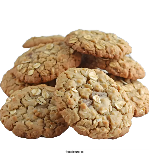 [Transparent Background PNG]A Stack of Freshly Baked Oatmeal Cookies
