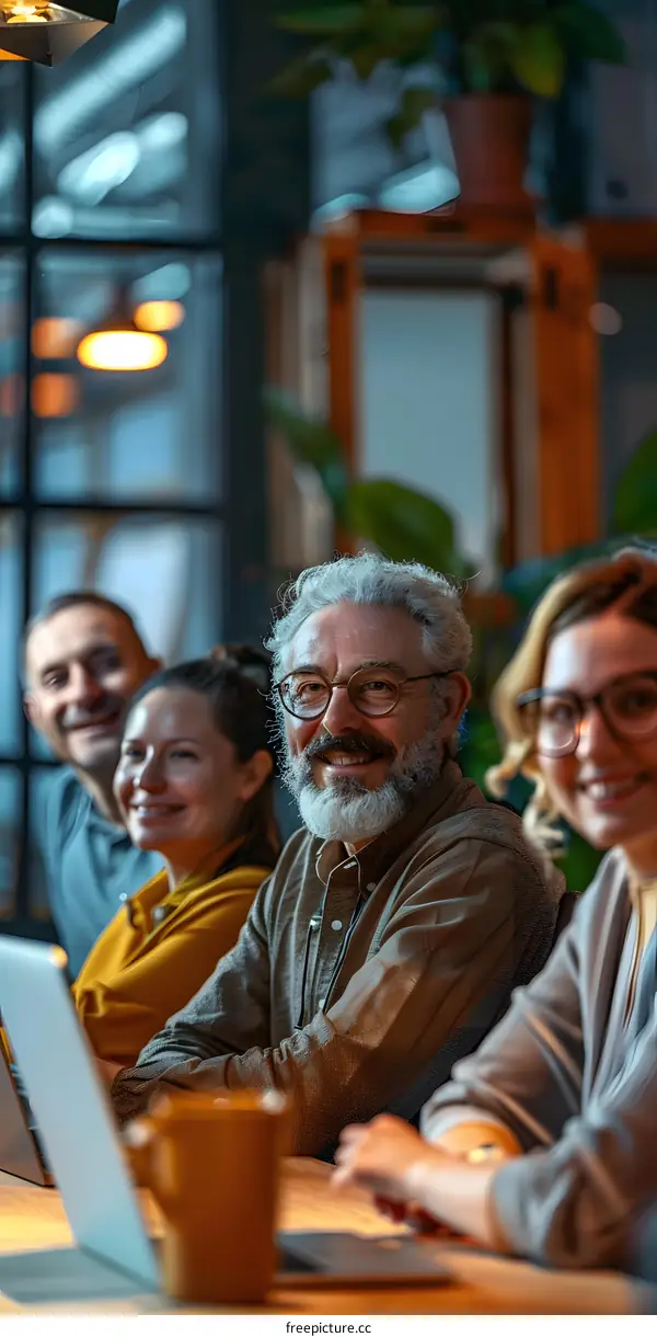 portrait of a group of business people smiling and looking at the camera
