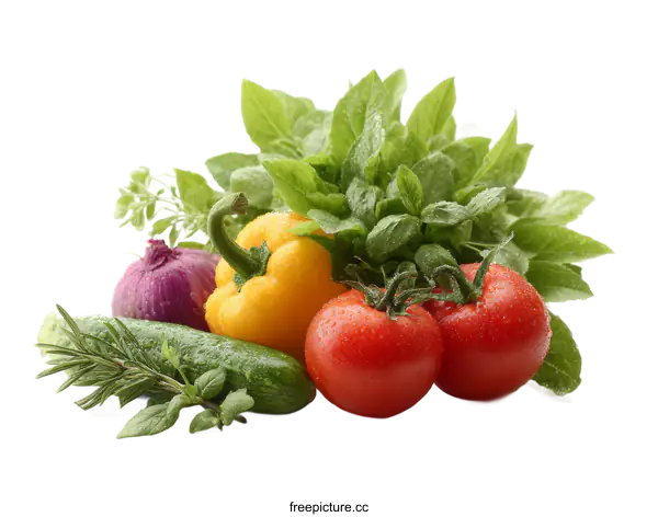 [Transparent Background PNG]Fresh Colorful Vegetables and Herbs Display