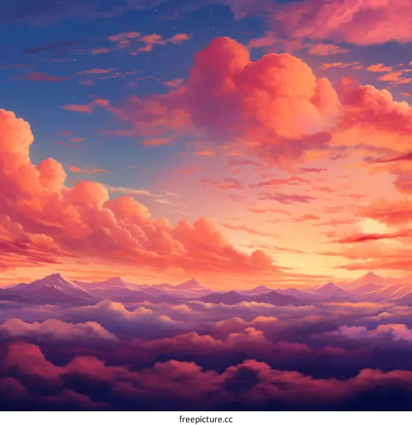 above the cloudscape during sunset