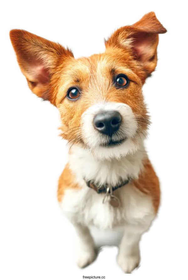 [Transparent Background PNG]Cute Dog Looking Up with Curiosity
