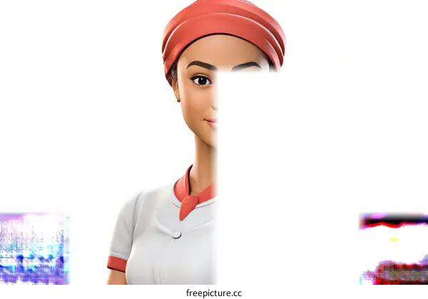 Portrait of a young African-American female chef wearing a red and white headscarf