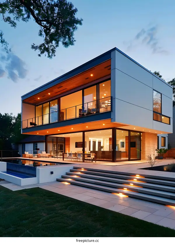 Modern House with Swimming Pool and Patio