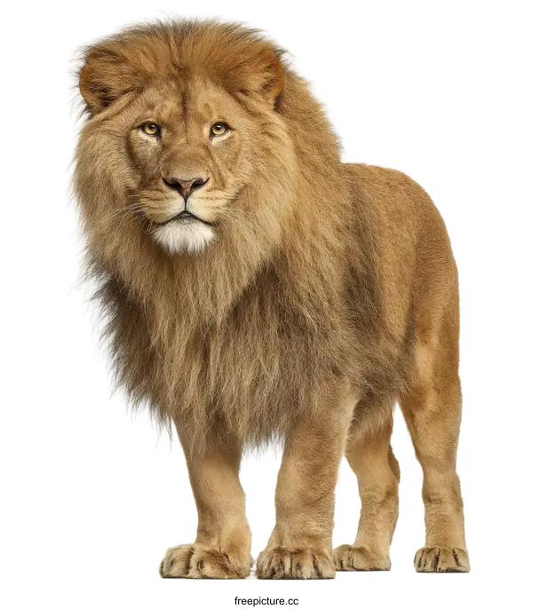 [Transparent Background PNG]Majestic Lion Portrait Against White Background