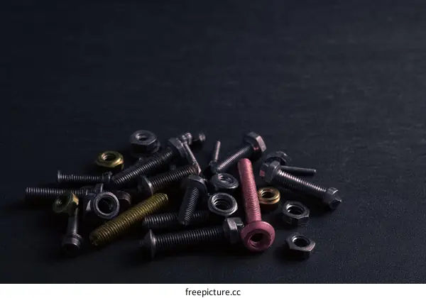 Collection of assorted bolts and nuts