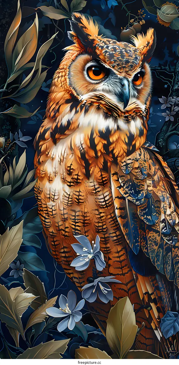 owl in the night forest