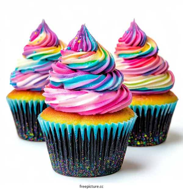 Colorful Unicorn Cupcakes with Rainbow Frosting