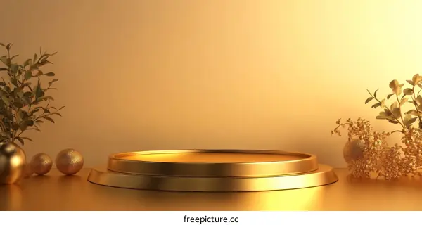 Luxury Gold Podium Display with Nature Elements