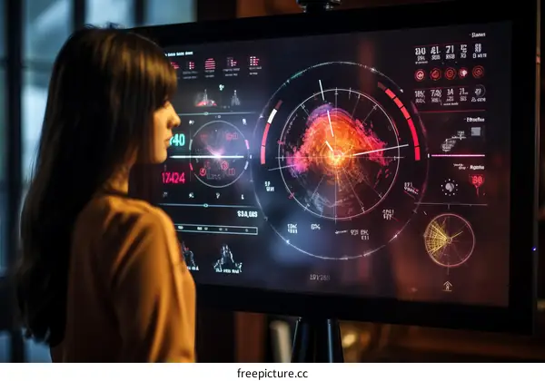 Futuristic User Interface Design Concept with a Woman using Virtual Reality
