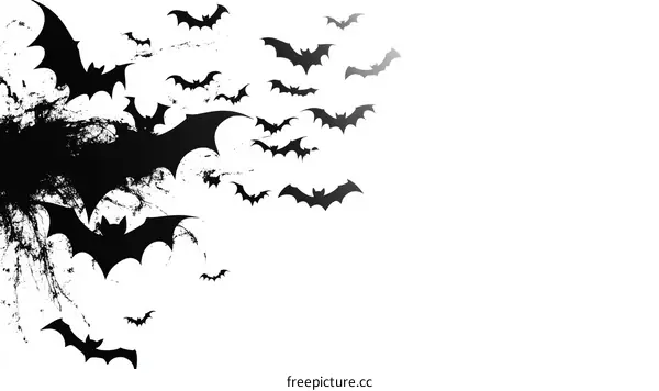 Black Bats Flying Abstract Background