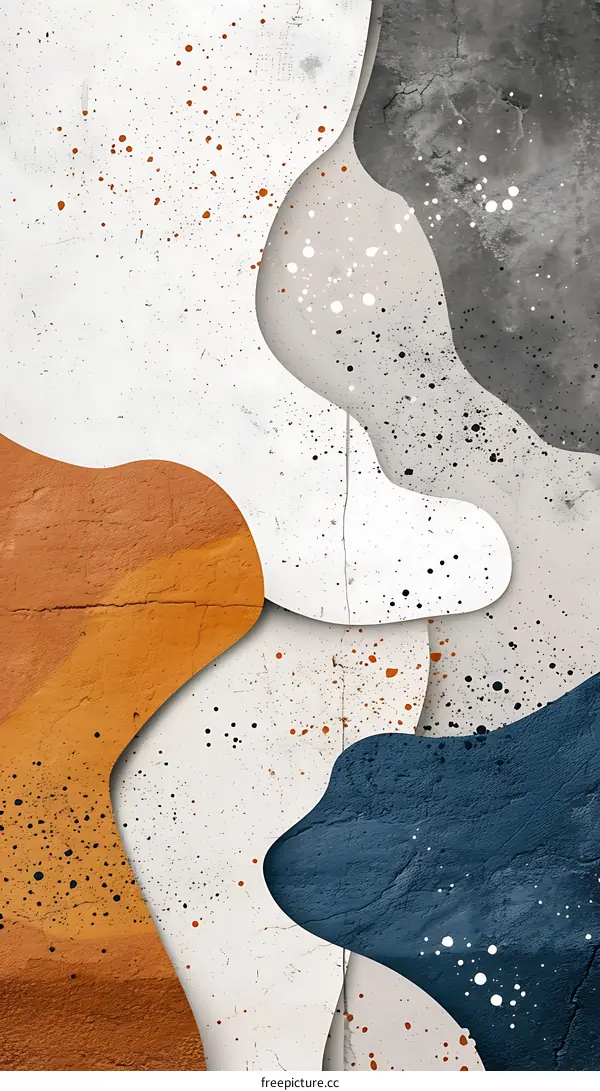 Abstract Art with Orange, Blue, White and Gray Colors on Canvas