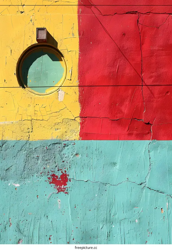 Abstract Colorful Wall With Cracks
