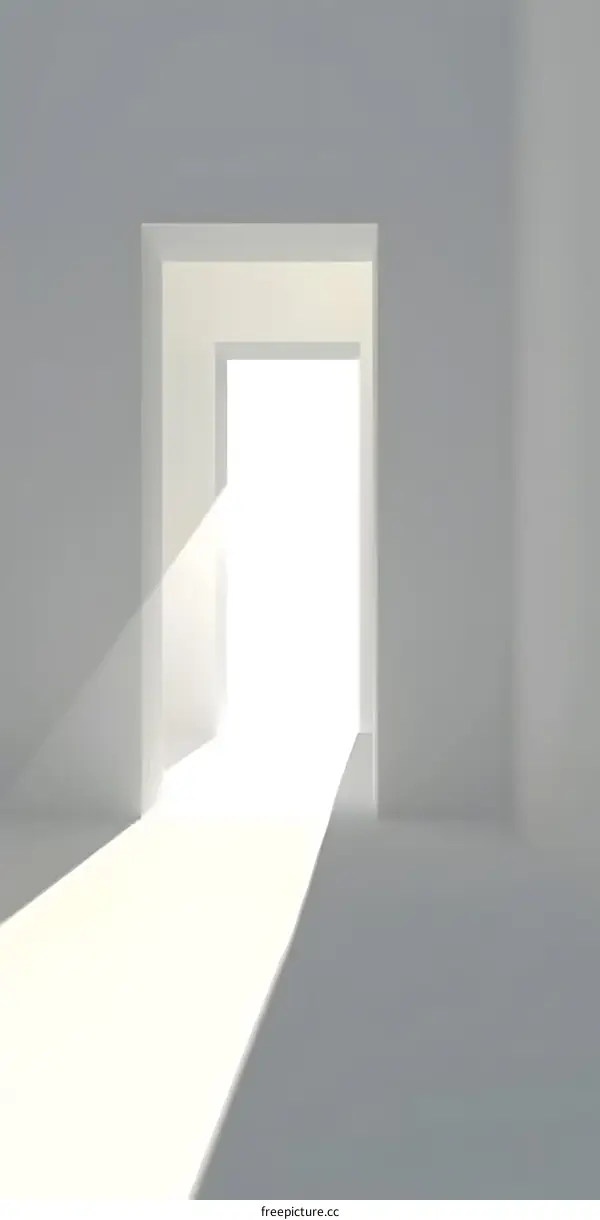 Minimalist White Doorway with Bright Light Shining Through