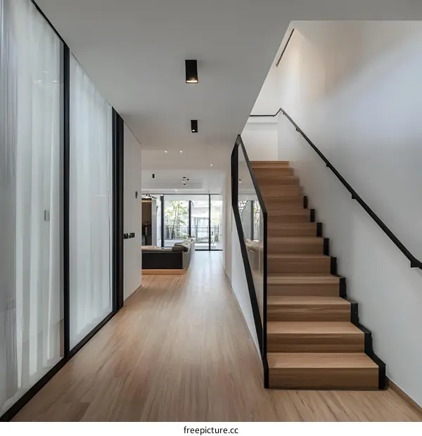 Modern Minimalist Staircase Design With Glass Railing In Contemporary Home